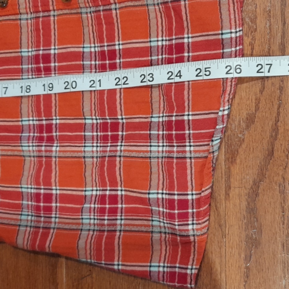 Dickies Orange Red Plaid Flannel Button Down Shirt Women’s Size L - Picture 10 of 11